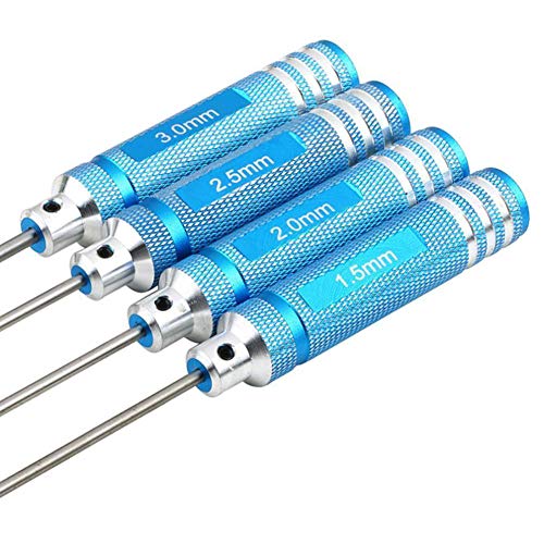 Share Goo H1.5mm 2.0mm 2.5mm 3.0mm Handle Allen Hex Screwdrivers Key Driver Tool Kit Compatible with RC Car Truck FPV Helicopter Drone(Blue) - color: Blue