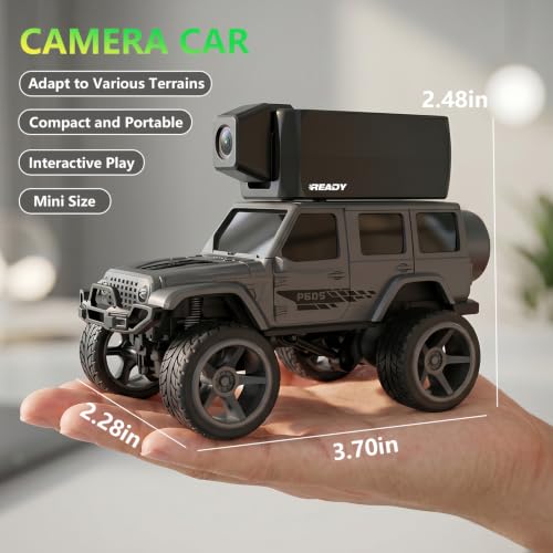 1/64 FPV Mini RC Car Truck Camera Toys with LCD Screen for Kids Adults Gift | Remote Control Truck with Magnetic 45° Camera, App Control, 2 Speed, 2.4GHz Indoor Toy Cars, Toy Cars for 6-12 Boys Girls - color: Dark Gray