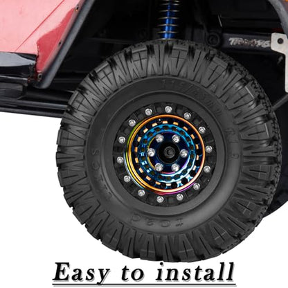 1.9 Beadlock Tire for 1/10 RC Crawler SCX10 90046 AX103007 TRX4 TRX6 Gen7 8 D90 VS4-10 MST CFX, Aluminum Deep Wheel w/Rubber Tires&Super Heavy Brass,1.9" Wheels and Tires,Colour - color: Colour（4pcs）