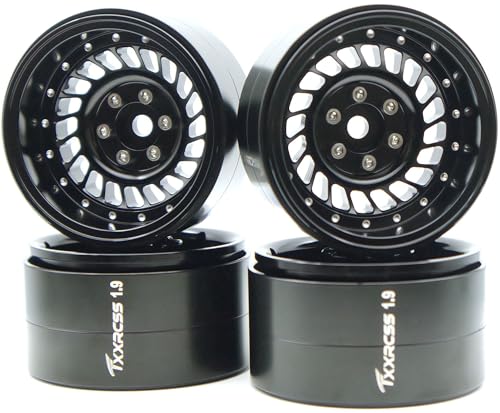 Super Heavy Rc 1.9 Beadlock Wheels Offsets -10mm Rims for 1/10 RC Crawler (Black) XX - color: Black