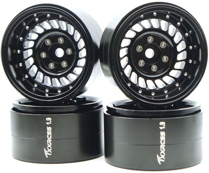 Super Heavy Rc 1.9 Beadlock Wheels Offsets -10mm Rims for 1/10 RC Crawler (Black) XX - color: Black