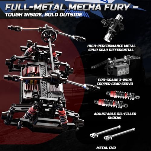 DEERC Brushless Fast RC Cars for Adults, 55KM/H, Compatible with 3S Battery | 1:18 Off-Road RC Truck, All Terrain 4x4 Racing Mecha Car, 50 Mins, Waterproof Remote Control Monster Truck, 308E