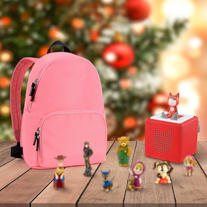 Travel Backpack for Toniebox 2 Starter Set, Carrying Storage Case Bag for Tonies Figures, Headphone & Charging Station, Pink