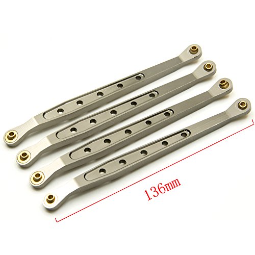 QUE-T 8 Pcs Aluminum Linkage Rod Arm Set/Upper and Lower Suspension Links Set of 8 for 1/10 Axial Wraith 90018 RC Truck (Titanium, Type A)