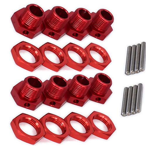 Aluminum RC 17mm Hex Wheel Nuts Adapter for Arrma 6s BLX Infraction Limitless Mojave Typhon hopups Upgrade Parts 8 pcs/Set(Red) - color: Red