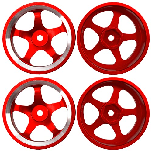 4Pcs Vgoohobby Metal Wheel Rims 12mm Hex Hub 5-Spoke Width 26mm Compatible with 1/10 Tamiya Kyosho HSP HPI Traxxas RedCat Sakura 1/10 On-Road Racing Touring RC Drift Car (Red) - color: Red