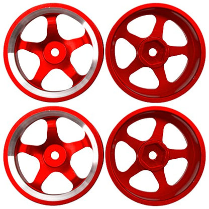 4Pcs Vgoohobby Metal Wheel Rims 12mm Hex Hub 5-Spoke Width 26mm Compatible with 1/10 Tamiya Kyosho HSP HPI Traxxas RedCat Sakura 1/10 On-Road Racing Touring RC Drift Car (Red) - color: Red