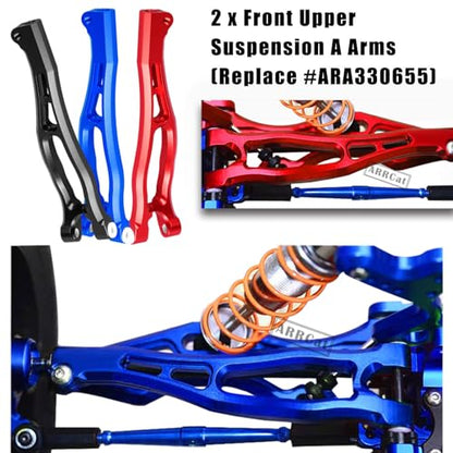 Aluminum Front & Rear Suspension Arms Upgrades Part for 1/8 Outcast 6S BLX,Kraton 6S BLX,Notorious 6S BLX,Talion 6S BLX,ARRCat 6pcs Lower Upper Swing Arm Set Hops up w/Pivot Balls,Black - color: Black - Upgrades 2022
