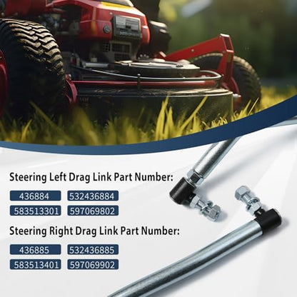 Adjustable Steering Drag Link Set LH/RH, Fit 436884 436885 436887, Compatible with Husqvarna, Craftsman, AYP & Poulan Pro Lawn Mower, Replaces 532436884 532436885 532436887