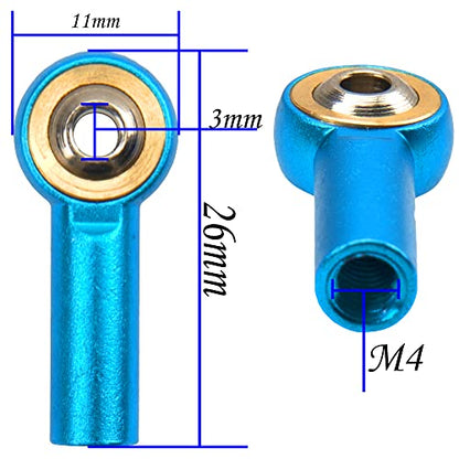 12Pack Vgoohobby Aluminum M4 Link Rod Tie Rod End Ball Head Joint Holder CW 26mm Compatible with Axial Redcat HPI Traxxas HSP 1/10 RC Car Truck Buggy Crawler (Blue) - color: Blue