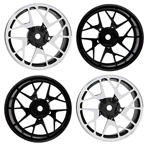 4Pack Metal Wheel Rims 12mm Hex Hub 26mm Width Compatible with Traxxas Tamiya TT01 RedCat Sakura D4 XIS HSP HPI 1/10 On-Road Racing Touring Drift Car (Black) - color: Black