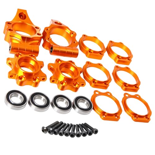 GTBRacing CNC Aluminum Front Rear Wheel Hub Carrier Kit for 1/5 RC Car HPI Baja 5B SS 5SC Upgrade Replacement Part (Rear Hub Orange) - color: Rear Hub Orange