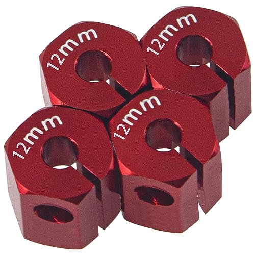 Aluminum Alloy 12mm Wheel Hex Hub Drive Adapters with Pins Screws Compatible with Axial SCX10 HSP HPI Tamiya Redcat 1/10 RC Crawler Car (12mm, Red) - color: Red, size: 12mm