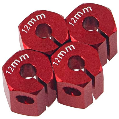 Aluminum Alloy 12mm Wheel Hex Hub Drive Adapters with Pins Screws Compatible with Axial SCX10 HSP HPI Tamiya Redcat 1/10 RC Crawler Car (12mm, Red) - color: Red, size: 12mm