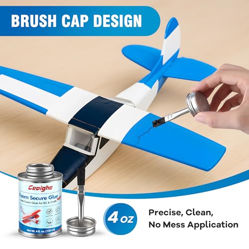 4 OZ Foam Glue with Brush Cap for RC Airplanes Repair Assembly | Foam Safe Adhesive for Precise Bonding Repair on EPO, EPP, EPS, KT Board Model Aircraft & Crafts
