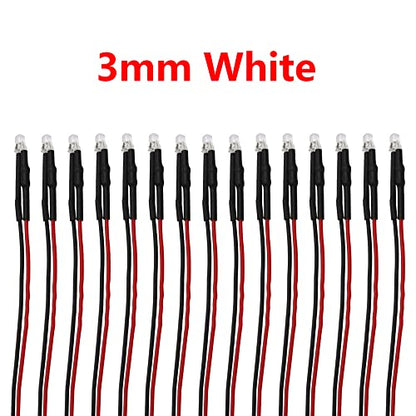 15PCS HIRCQOO RC Car 3MM & 5MM Pre Wired Led Light Emitting Diodes 12V Mini Single Led Bulbs Compatible with Traxxas TRX-4 TRX-6 Axial SCX10 90046 1/10 RC Crawler Car Truck DIY Parts (3mm,White) - size: 3mm,White