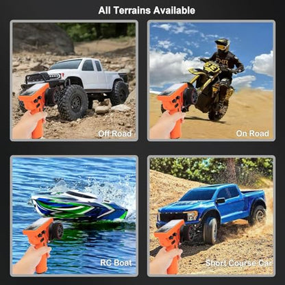 MEUS RACING ME-10B RC Transmitter 10 Channels 2.4GHz and Receiver with Coach Mode for 1/8 1/10 1/18 1/24 RC Crawler Car Boat TRX4 TRX4M SCX10 SCX24 Upgrades Parts (Orange - 2 Receivers) - color: Orange - 2 Receivers
