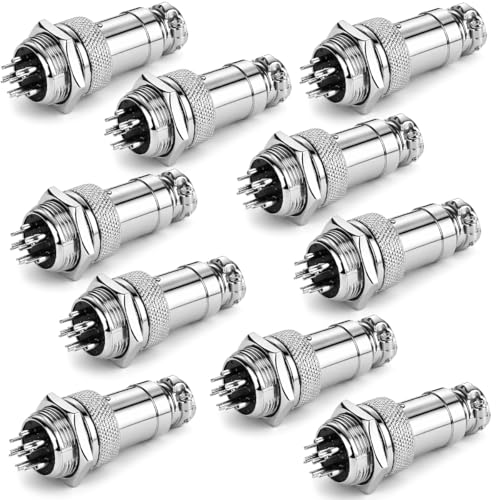 Clyxgs 6-Core Aviation Plug Connector Male Female 16mm Panel Mount Metal Wire Adapter 10PCS - style: GX16-6-10