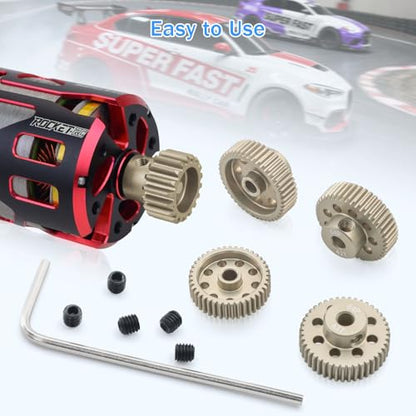 64DP Pinion Gear Set 41T 42T 43T 44T 45T for 3.175 mm Shaft Aluminium Alloy Pinion Gear with Screwdriver for 1/10 RC Car Motor - size: 41T 42T 43T 44T 45T