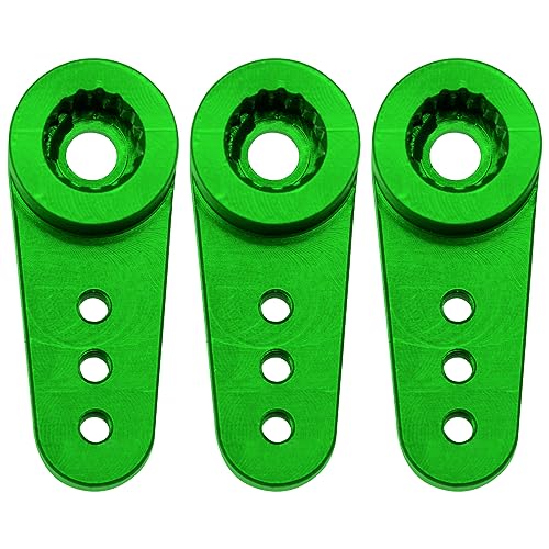 3Pack Aluminum 15T Servo Arm RC Mini Servo Horns Compatible with Emax ES08MA Servo Fit for Axial SCX24 1/24 RC Crawler (Green) - color: Green