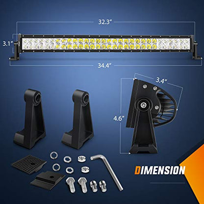 Nilight LED Light Bar 32Inch 180W Spot Flood Combo Led Off Road Lights 12V 5Pin Rocker Switch LED Light Bar Wiring Harness Kit, 2 Years Warranty (ZH079), Clear,White - size: 32Inch 180W Light Bar +Wiring Harness