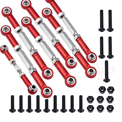 Aluminum Turnbuckles Camber Link Rod Ends Sets for 1/10 Slash 2WD 4X4/Hoss 2WD 4X4/Rustler 2WD 4X4/Stampede 2WD 4X4 Upgrade Parts RC Truck 7pcs/Set(Red)