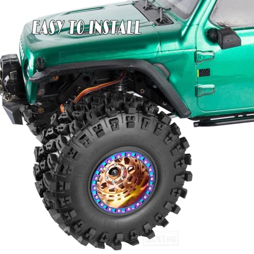 RC Aluminum 2.2 Inch Wheel Rims Tires for 1/10 SCX10 II 90046 SCX10 III AXI03007 TRX4 TRX6 VS4-10 Gen8 MST CFX D90 RC Crawler Car, Beadlock Wheel, Bronze - color: Bronze (2.2 Tires Wheels)