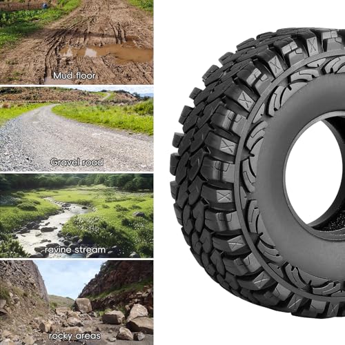 4PCS 1.9 Crawler Tires Outer Diameter 114mm with Foam Inserts for 1/10 RC Rock Crawler Axial SCX10 SCX10 III AXI03007 D90 TF2 MST Tamiya CC01