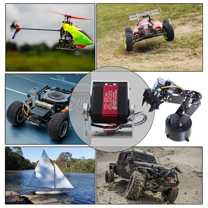 2Pcs 25KG Digital RC Servo RDS3225 Waterproof High Torque Full Metal Gear Dual Shafts Robot Servos with U Mounting Bracket for 1/8 1/10 RC Car Crawler Buggy DIY Robotic Projects 270 Degree