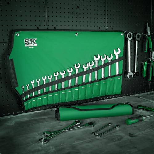SK Ratchet Wrenches Set, SAE 1/4" to 1", Metric 8 to 24mm, 30-Piece | Ratcheting Wrench Set, Combination Wrench Set, 72-Tooth, Premium CR-V Steel, Chrome Plating Surface, Roll-Up Pouch - size: 30-Piece, SAE 1/4" to 1", Metric 8 to 24mm