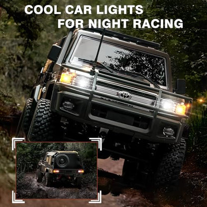 1/12 Scale RC Crawler, MN-82S LC79 RTR RC Truck 4x4 Off Road Vehicles 2.4GHz RC Rock Crawler Car with LED Lights, 7.4V 1200mAh Battery for Adults Hobby Toys (Silver) - color: Silver