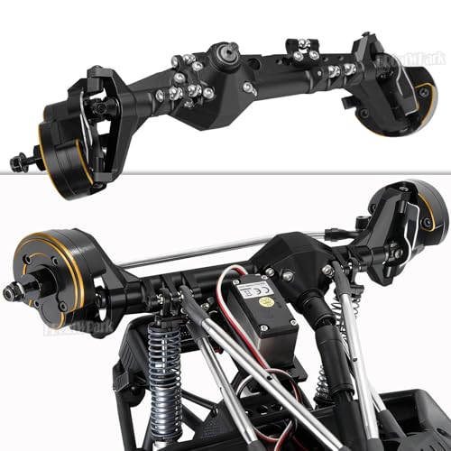 Front Rear Portal Axles Upgrades Part for 1/10 Capra 1.9 UTB 4X4,DIY SCX10 SCX10 II,RC Aluminum Alloy Front Rear Axle RC Crawler Car,1/10 Capra 1.9 UTB & SCX10,Black - color: Black - (Portal Axles)