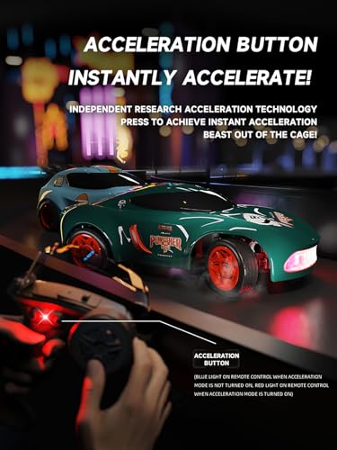 ANTSIR 1/64 RC Drift Car, 7 Colorful LED Lights 4WD RTR Racing Sports Gift | 2.4GHz,15KM/H High Speed, Drifting/Race Tires, Desktop Remote Control Car, Proportional Throttle, Matte Green Concept Model - color: Matte Green Concept Model