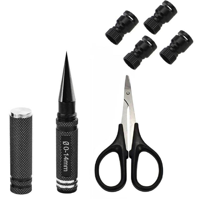 Metal RC Body Shell Mount Column Hole Locator & Universal 0-14mm RC Reamer Hole Puncher with Sleeve & Curved Scissors Tool Drills Set