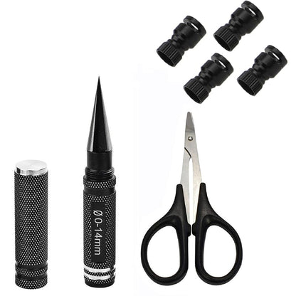 Metal RC Body Shell Mount Column Hole Locator & Universal 0-14mm RC Reamer Hole Puncher with Sleeve & Curved Scissors Tool Drills Set