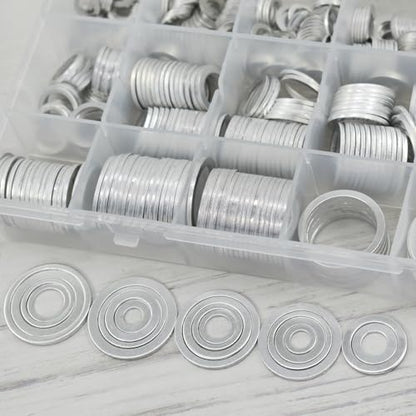 540pcs Oil Drain Plug Gaskets Oil Crush Washers Aluminum Flat Washers Automotive Engine Washers Assortment Kit (M6 M8 M10 M12 M14 M16 M18 M20 M22 M24)