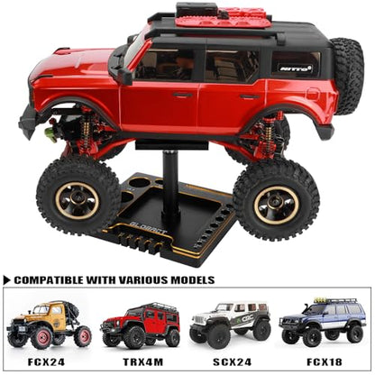 Multifunctional RC Car Stand RC Work Stand RC Repair Stand 360° Rotation Lift Or Lower with RC Screwdrivers for TRX4M SCX24 AX24 FMS FCX24 1/16 1/18 1/24 RC Crawler Truck Buggy (Black Gold)