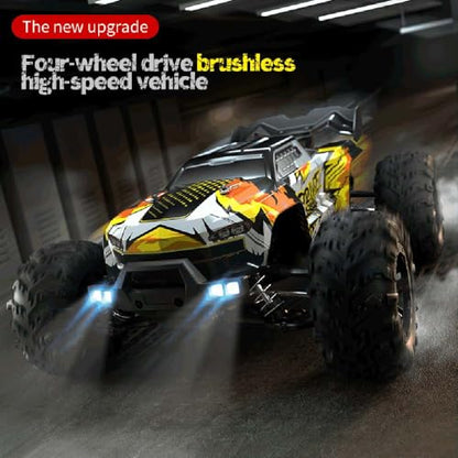 X-Verse 16102PRO 1:16 Fast Brushless RC Car for Adults, Max 45 mph, Off Road Remote Control Truck, 4WD High Speed Drift RC Car, All Terrain RC Truggy(3 Battery) - color: 16102pro (Yellow)