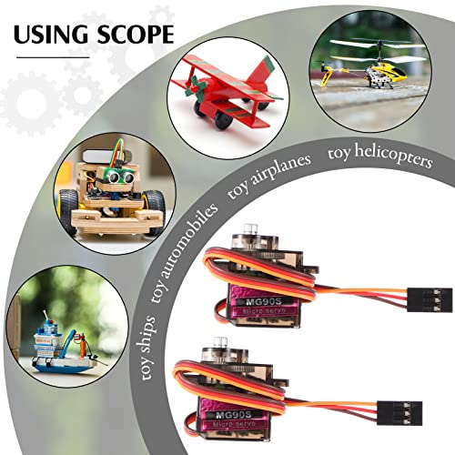 2 Pcs MG90S 9g Micro Servo Motor Metal Gear Micro Servos Replace SG90 for Smart RC Robot Helicopter Airplane Controls Car Boat Plane Vehicle Models