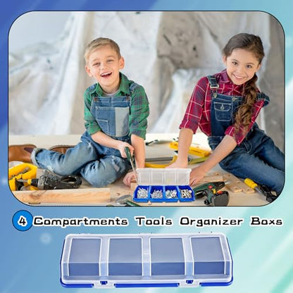 8 Pcs Screw Organizer Box Screw Parts Box with 4 Compartments Translucent Lid Tool Bins Plastic Parts Organizer for Hardware Garage Workbench Craft Organizing Storage