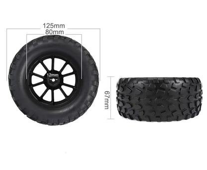 2.8 RC Monster Truck Tires and Wheels 12mm Hex for 1/10 ARRMA Rustler Stampede VXL Hoss 4x4 Redcat Volcano Epx Pro Monster Truck Models(Black)