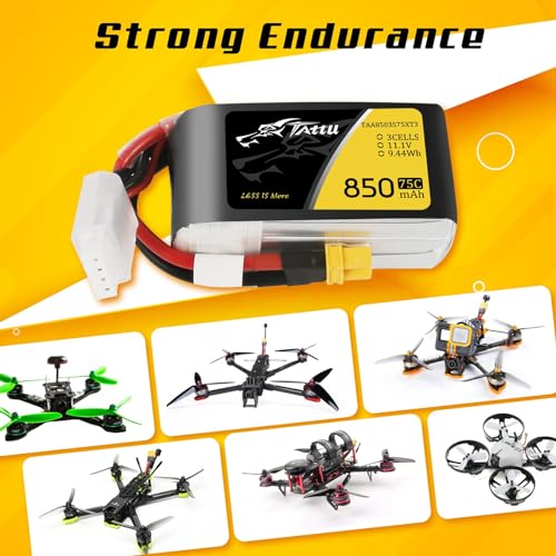 TATTU 850mAh 11.1V 75C 3S1P Lipo Battery Pack with XT30 Plug(2 Pcs)