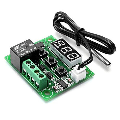 HiLetgo 2pcs W1209 12V DC Digital Temperature Controller Board Micro Digital Thermostat -50-110°C Electronic Temperature Temp Control Module Switch with 10A One-Channel Relay and Waterproof - color: NO Case