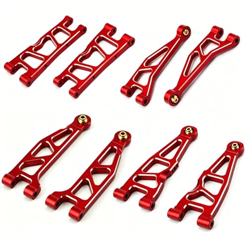 Aluminum Upgrade Parts Set for ARRMA 1/16 Mini Kraton 3S, Front/Rear Upper/Lower Arm, Gearbox Cover, Wing, Steering Link (Red Front/Rear Upper/Lower Arm Set) - color: Red Front/Rear Upper/Lower Arm Set