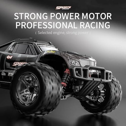 1/10 Remote Controlled Car for Adults, 50 km/h High Speed 4WD Offroad RC Truck, Waterproof RC Buggy All Terrain, 3 Batteries (Grey) - color: Kf10,3 Batties,gery