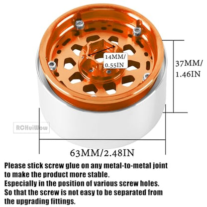 2.2" Beadlock RC Wheels for 1/10 RC Crawler SCX10 Capra,AMG 6x6,TRX4,Red cat Gen8 Everest Gen7 Pro,Alloy Aluminium rc Wheels 2.2 Beadlock Wheels 2.2 Beadlock Rims,4pcs,Orange - color: Orange(4pcs)