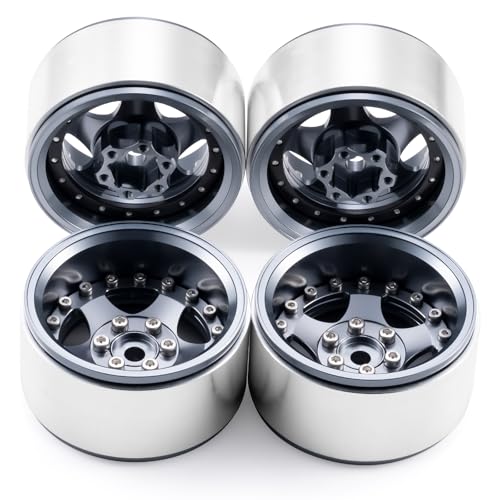 4PCS Aluminum 1.9" Beadlock Wheel Rims Upgrades for Axial SCX10 I II III TRX4 GEN7 GEN8 1/10 RC Crawler Truck Car (Titanium) - color: Titanium