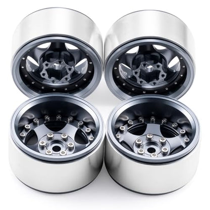 4PCS Aluminum 1.9" Beadlock Wheel Rims Upgrades for Axial SCX10 I II III TRX4 GEN7 GEN8 1/10 RC Crawler Truck Car (Titanium) - color: Titanium