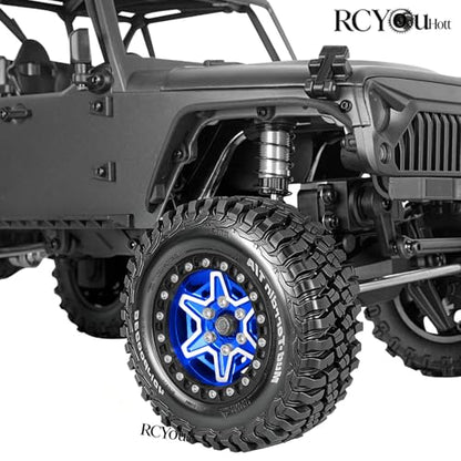 RC 1.9" Beadlock Wheels and Tires Set for 1/12 M-J-X H12Y H12Y+ H12P MN-128 RC Crawler,Wheels Tire OD 90MM/3.54",Aluminium Wheel Rims (4PCS),1.9" Beadlock Wheel Tires,Navy Blue - color: Navy Blue- (Wheel Tires)