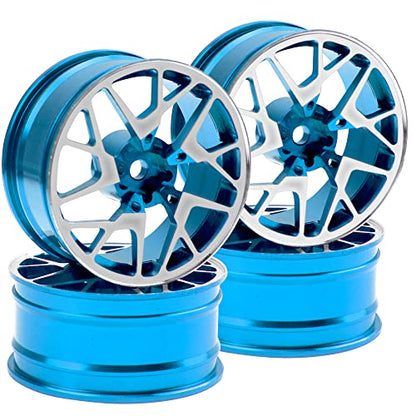 4Pack Metal Wheel Rims 12mm Hex Hub 26mm Width Compatible with Traxxas Tamiya TT01 RedCat Sakura D4 XIS HSP HPI 1/10 On-Road Racing Touring Drift Car (Blue) - color: Blue